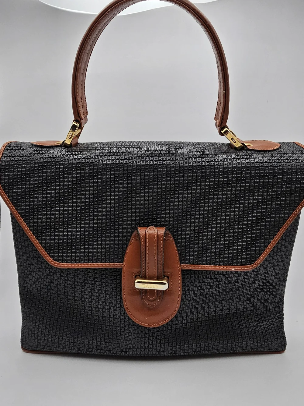 Vintage Bally monogram top-handle satchel/briefcase bag